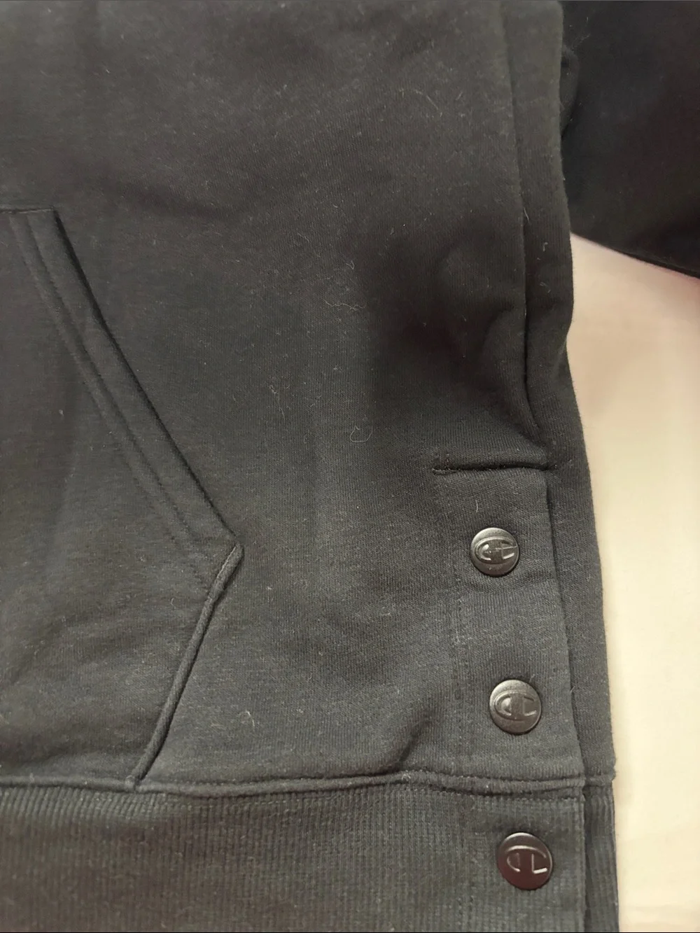 Champion Black Hoodie with Cream Logo and Lavender Laurel - Picture 4 of 6